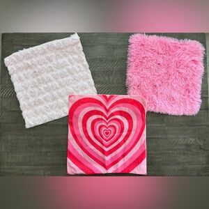 Shein Pillowcase Bundle Faux Fur, Quilted & Heart Print NWOT